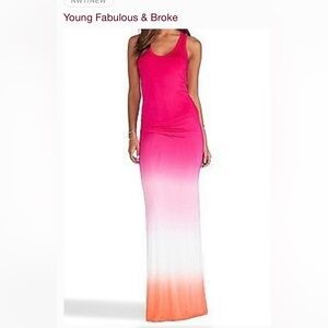 NEW!  Young Fabulous & Broke Pink and Orange Ombre Maxi Dress SZ S